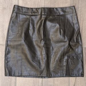 Black Faux Leather Women's Mini Skirt